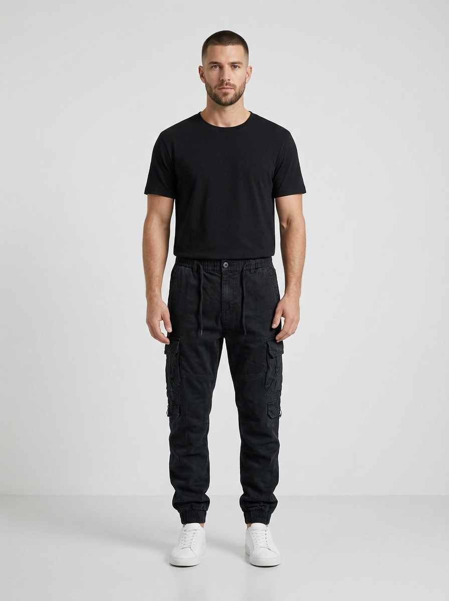 Multi-Pocket Tapered Streetwear Men's Cargo Pants for Autumn Casual Wear