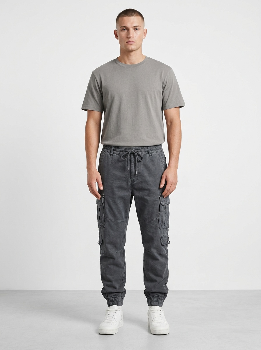 Multi-Pocket Tapered Streetwear Men's Cargo Pants for Autumn Casual Wear