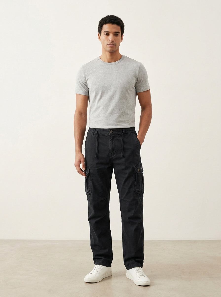 Vintage-Inspired Multi-Pocket Cuffed Men's Cargo Pants for Outdoor Casual Wear