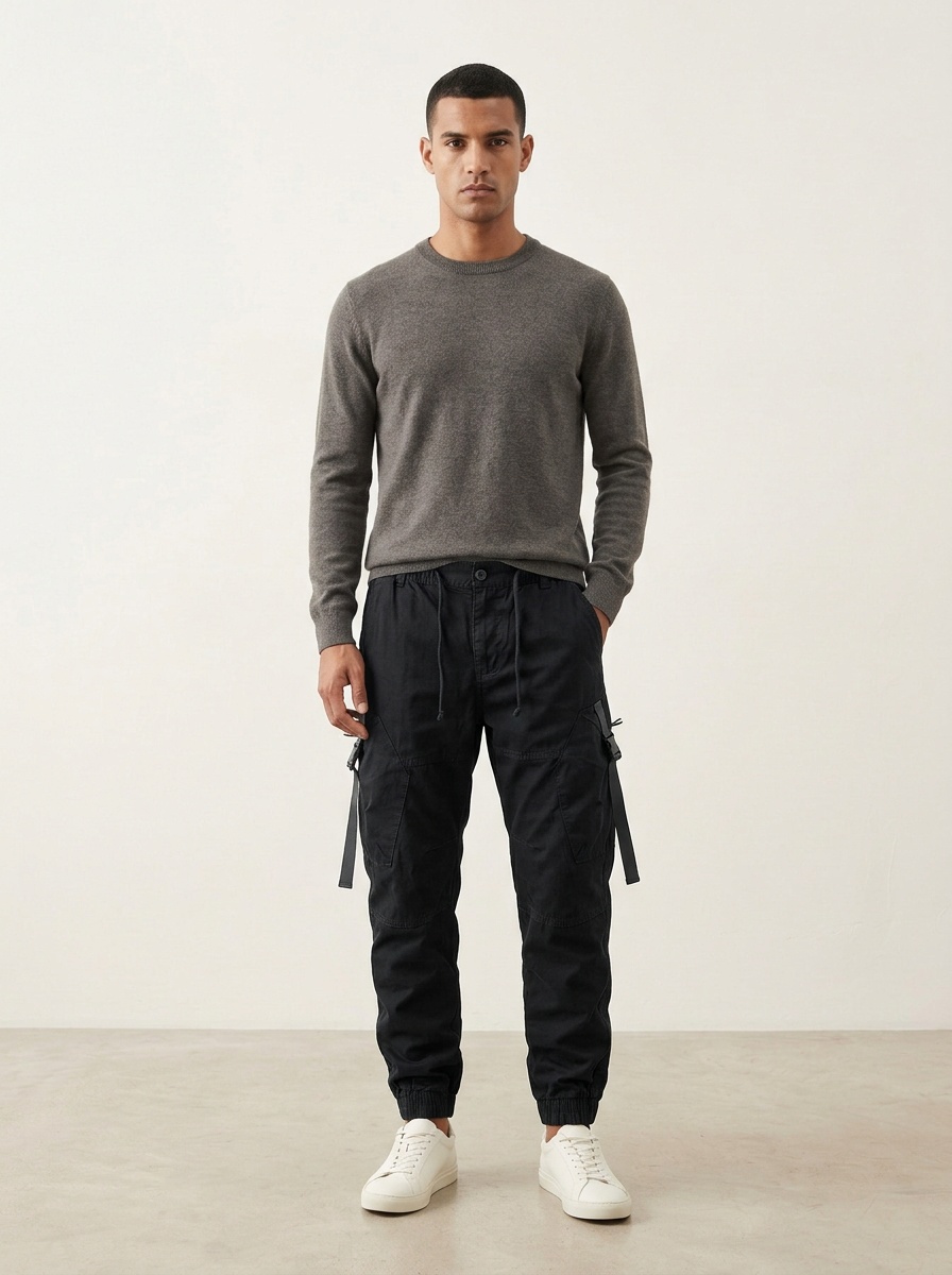 Loose Fit Tapered Men's Cargo Pants for Casual Outdoor Wear