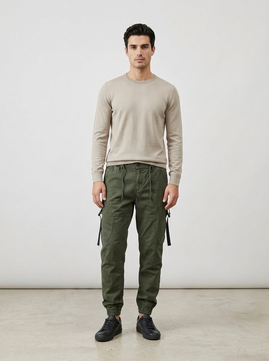 Loose Fit Tapered Men's Cargo Pants for Casual Outdoor Wear