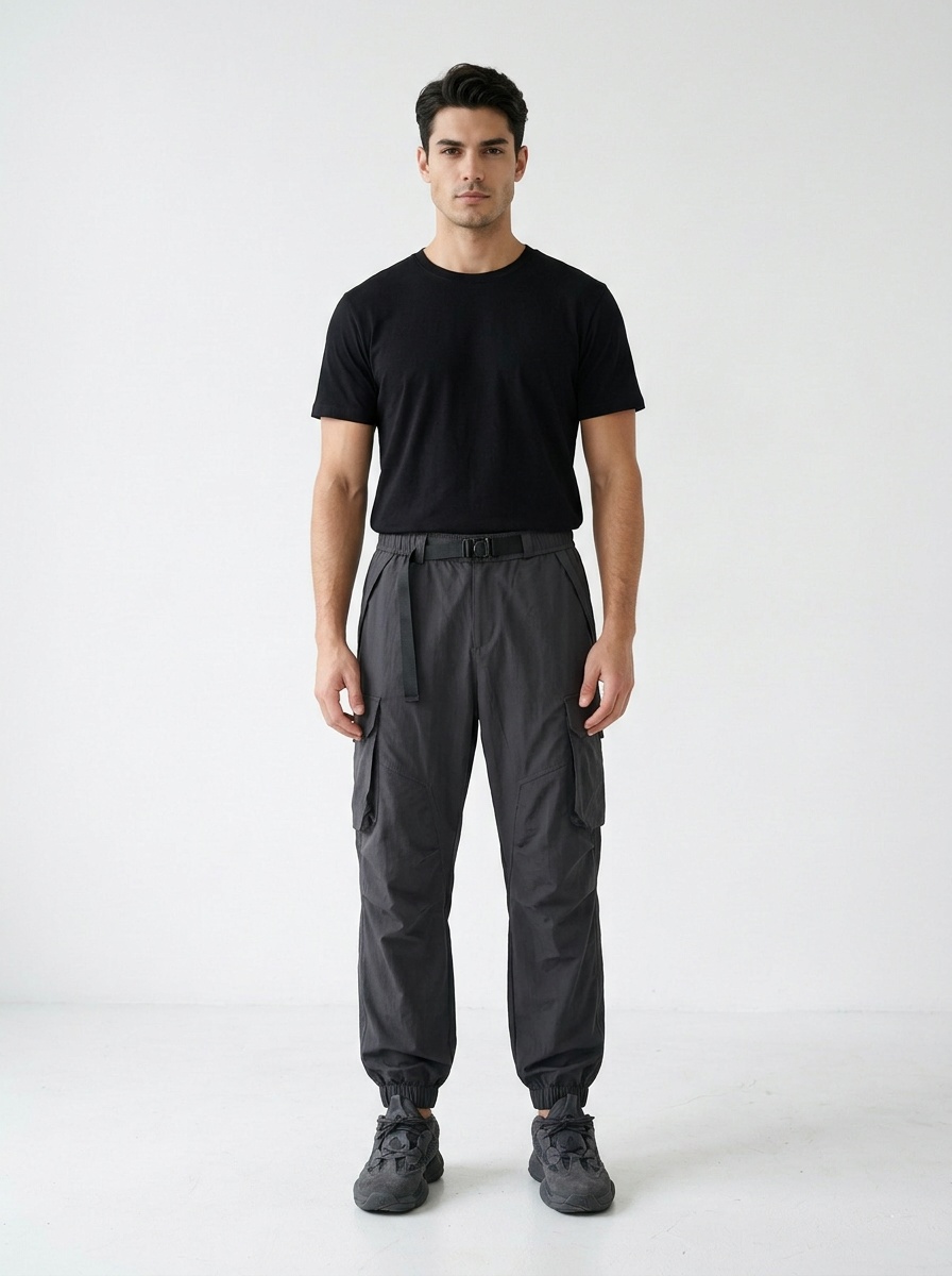 Fleece-Lined Wide-Leg Men's Cargo Pants for Winter Casual Wear