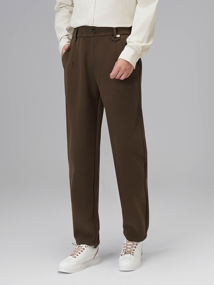 Fleece-Lined Straight Leg Men's Cargo Pants for Winter Casual Wear