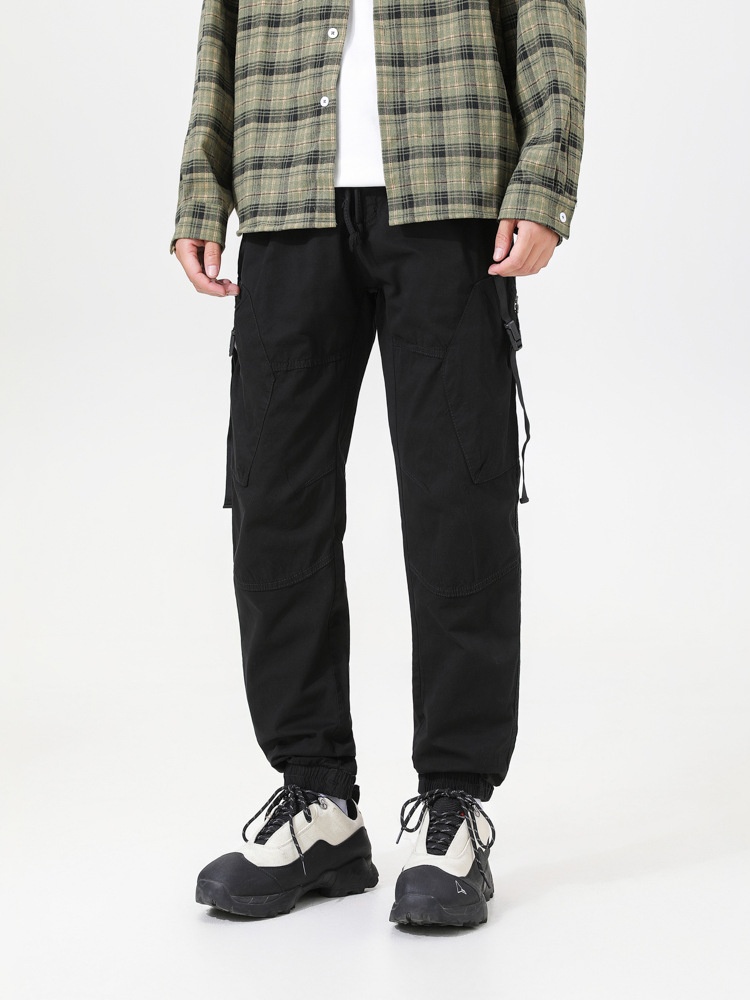 Relaxed Fit Cuffed Men's Cargo Pants for Spring and Autumn Casual Wear