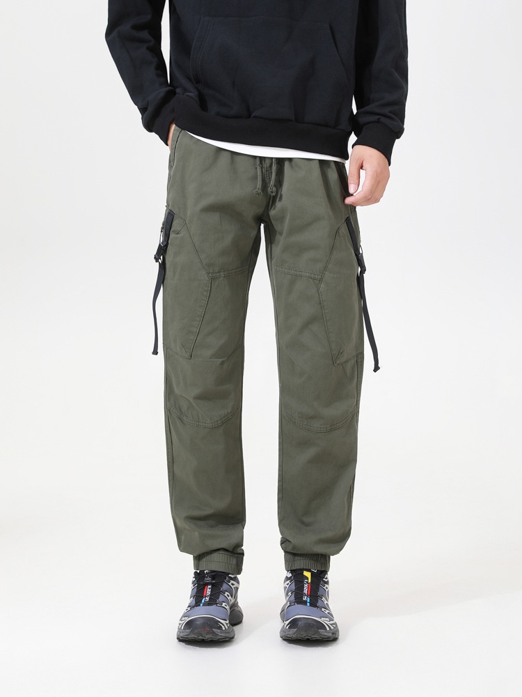Relaxed Fit Cuffed Men's Cargo Pants for Spring and Autumn Casual Wear
