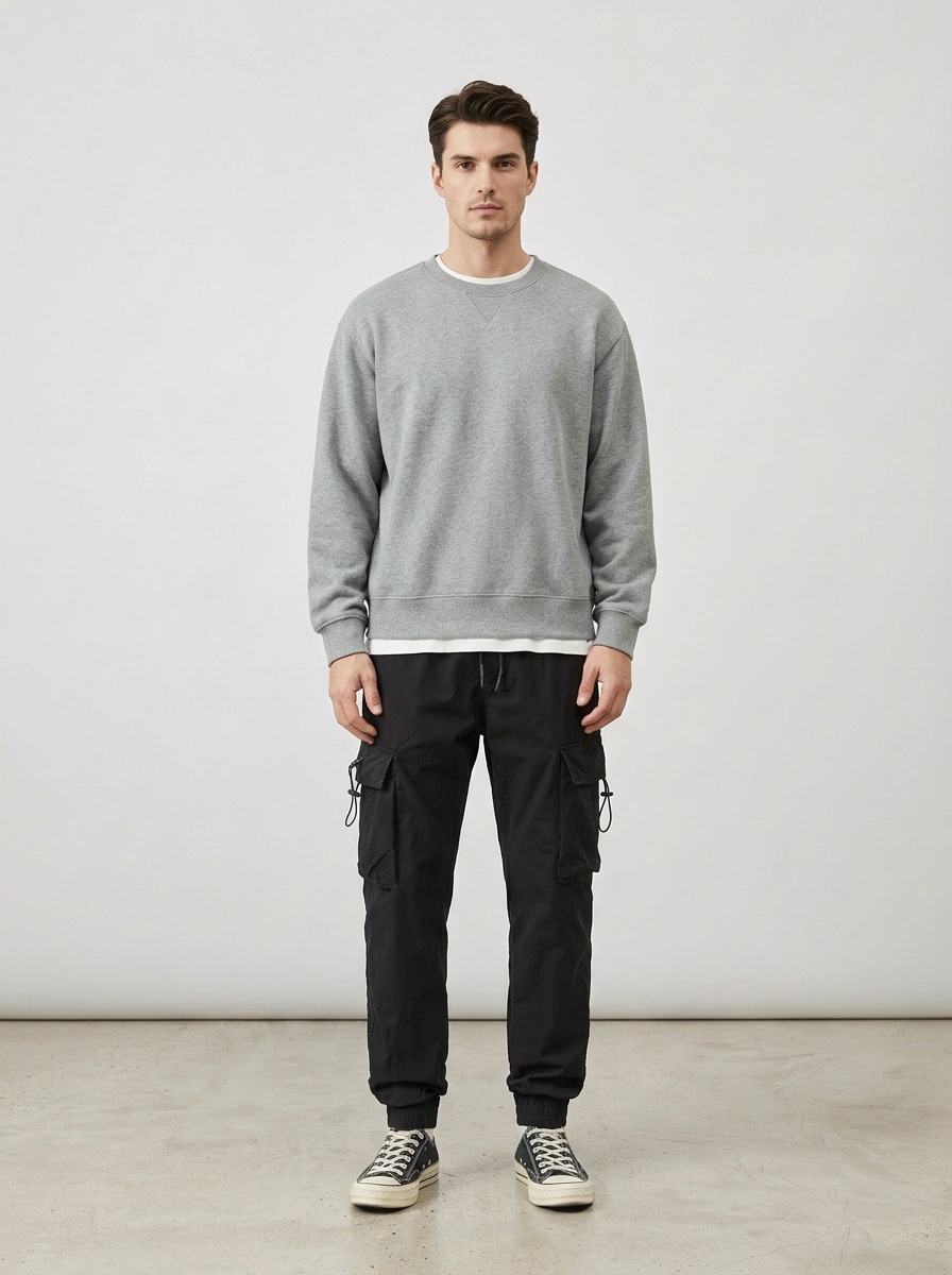 Vintage Multi-Pocket Cuffed Men's Cargo Pants for Casual Wear