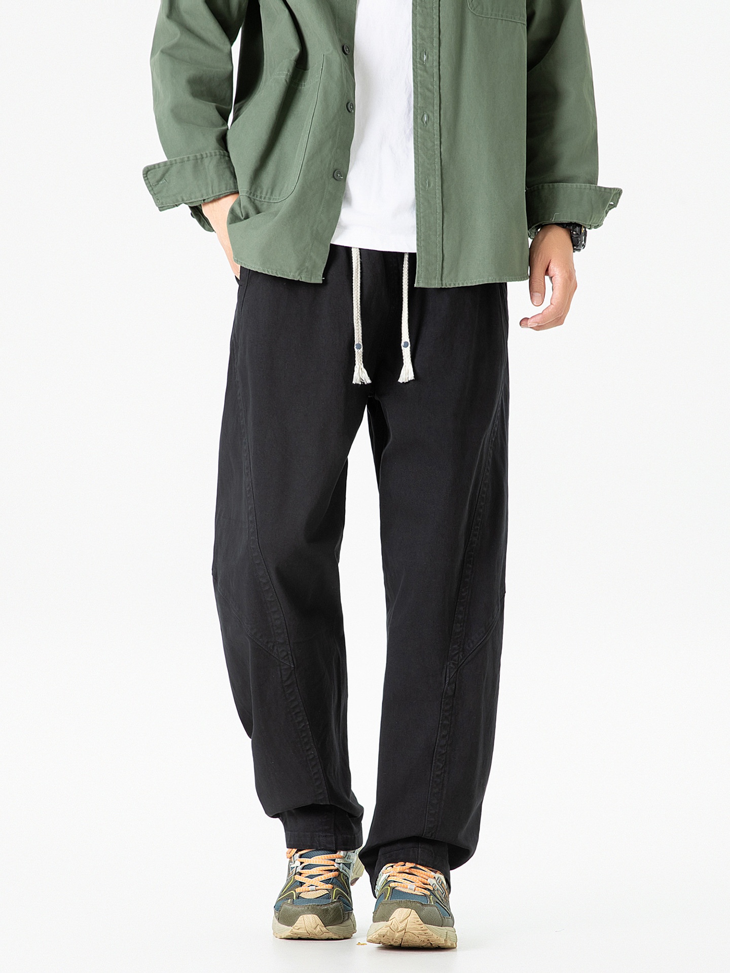 Loose Fit Wide-Leg Men's Cargo Pants for Casual Outdoor Wear