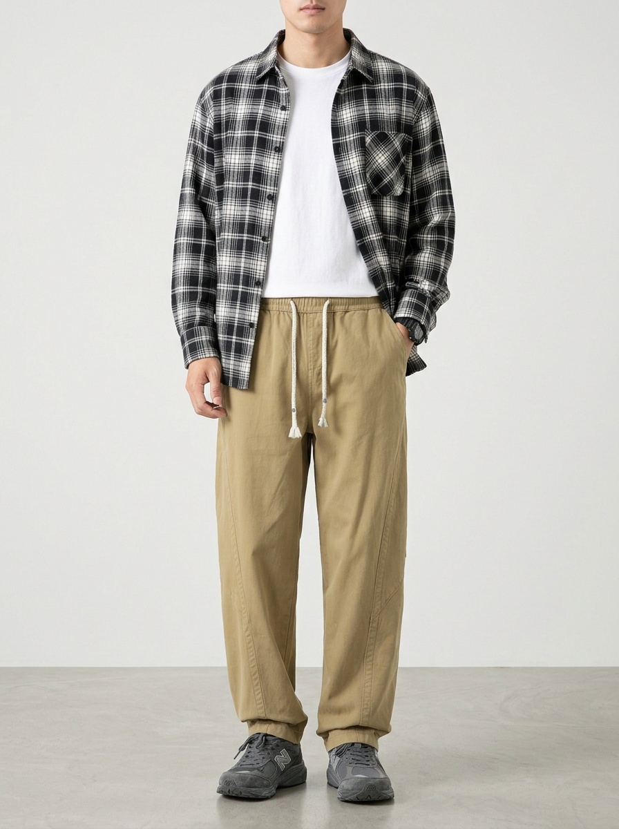 Loose Fit Wide-Leg Men's Cargo Pants for Casual Outdoor Wear