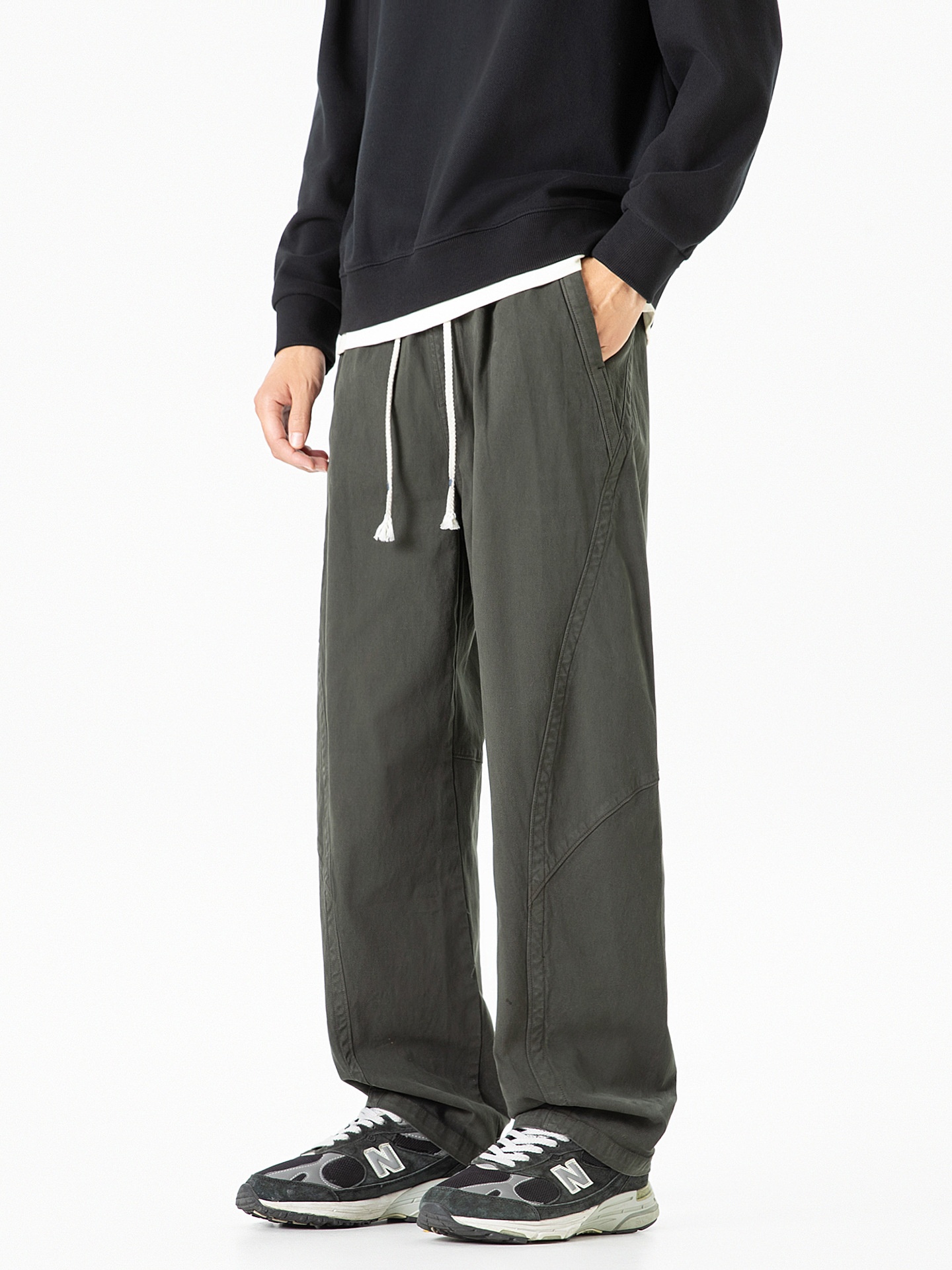 Loose Fit Wide-Leg Men's Cargo Pants for Casual Outdoor Wear