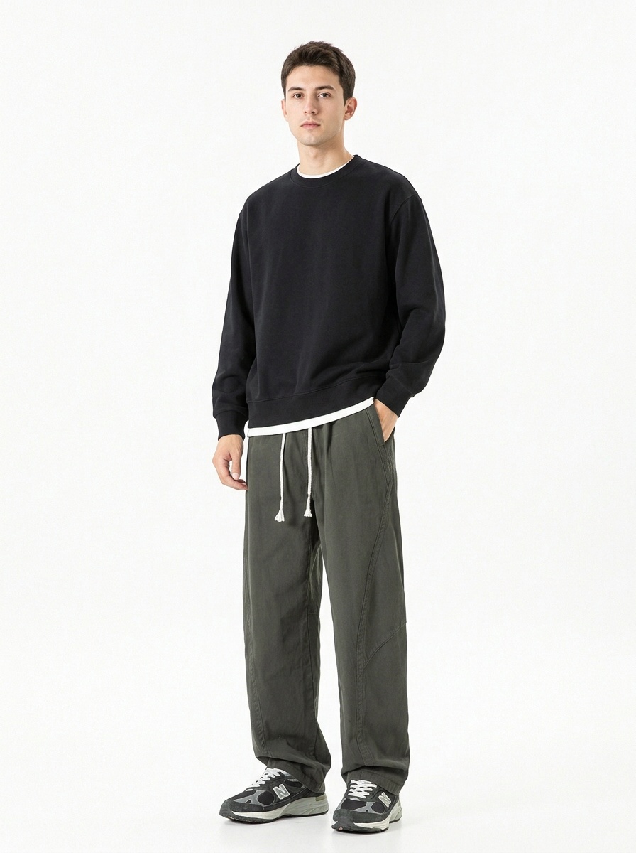 Loose Fit Wide-Leg Men's Cargo Pants for Casual Outdoor Wear