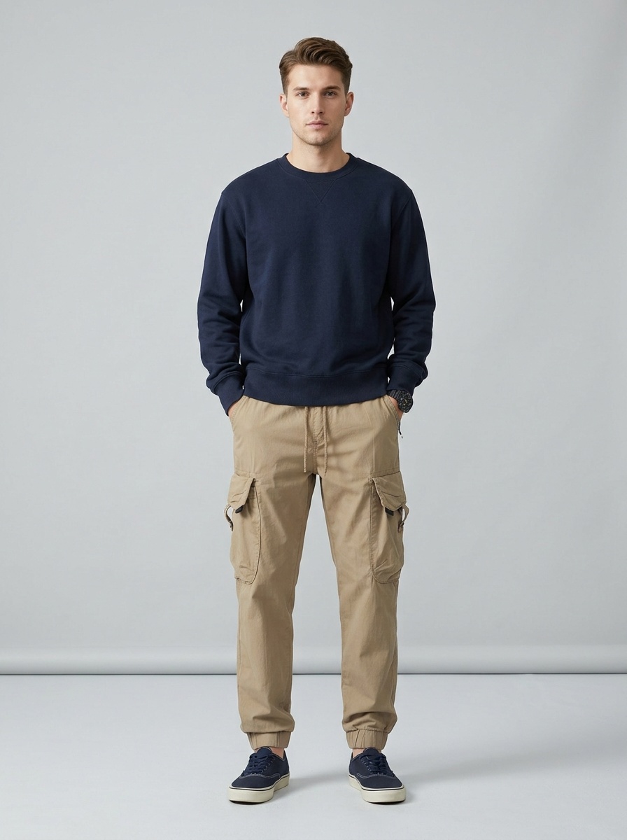 Relaxed Fit Retro Cuffed Men's Cargo Pants for Casual Outdoor Wear