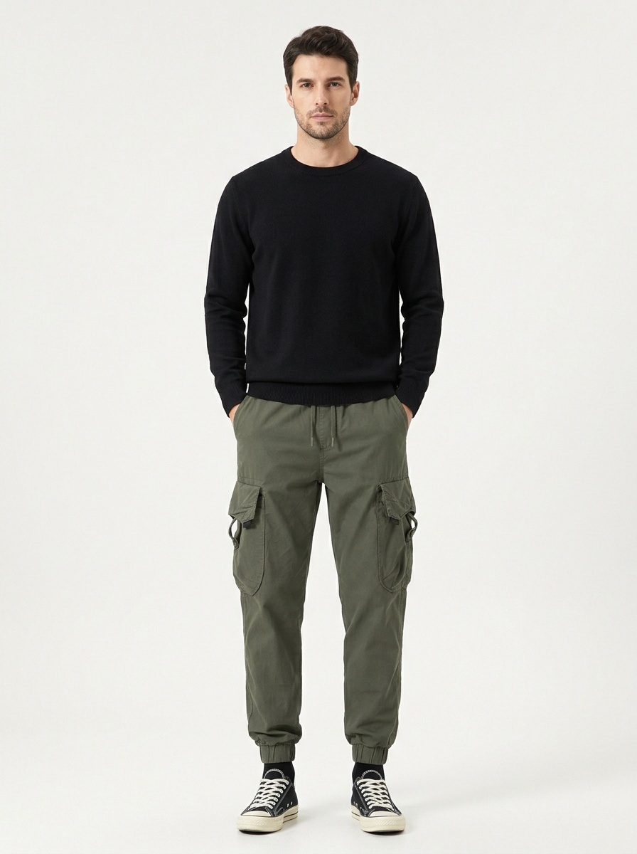 Relaxed Fit Retro Cuffed Men's Cargo Pants for Casual Outdoor Wear