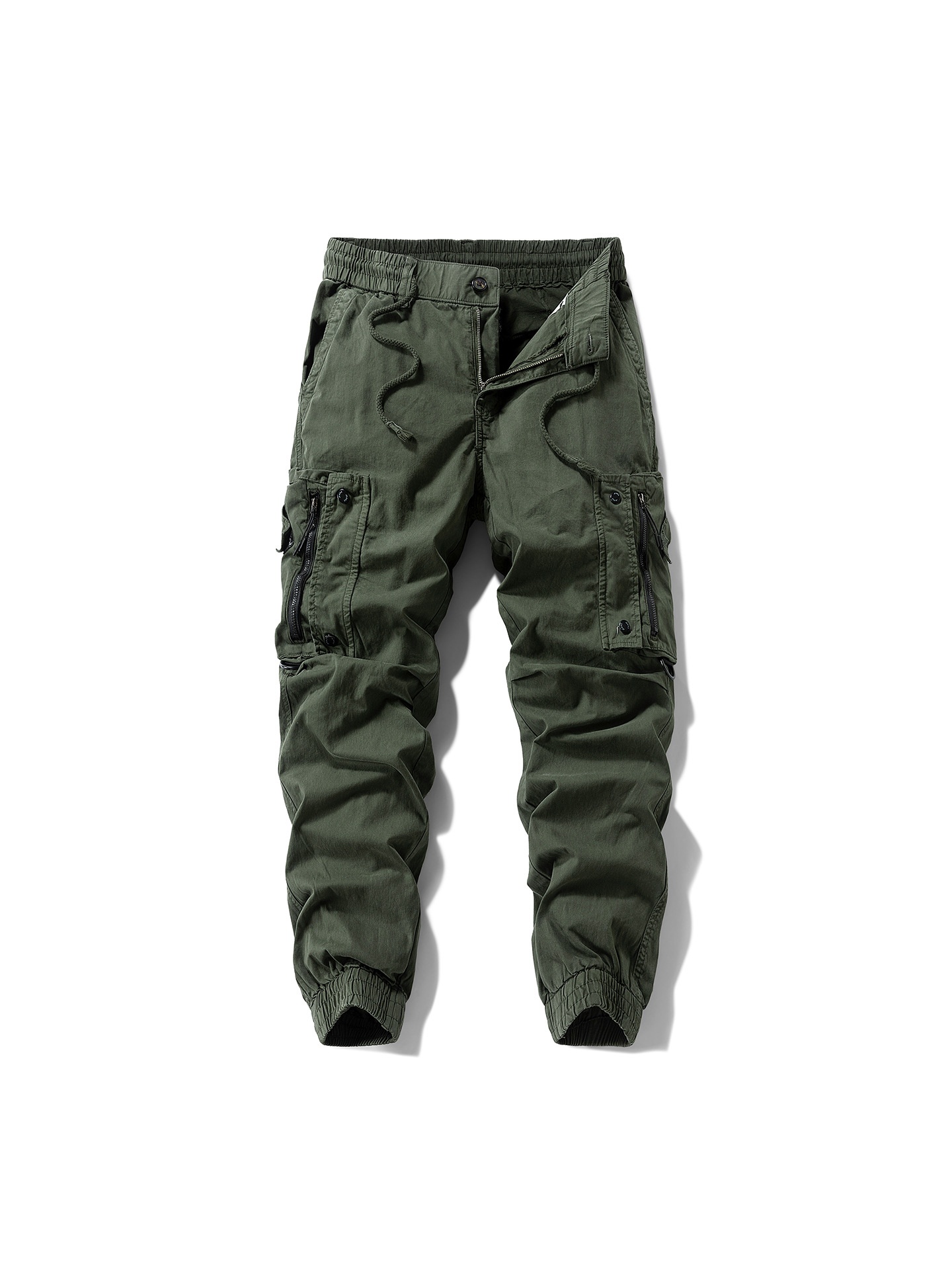 Retro Functional Multi-Pocket Men's Cargo Pants with Cuffed Ankle