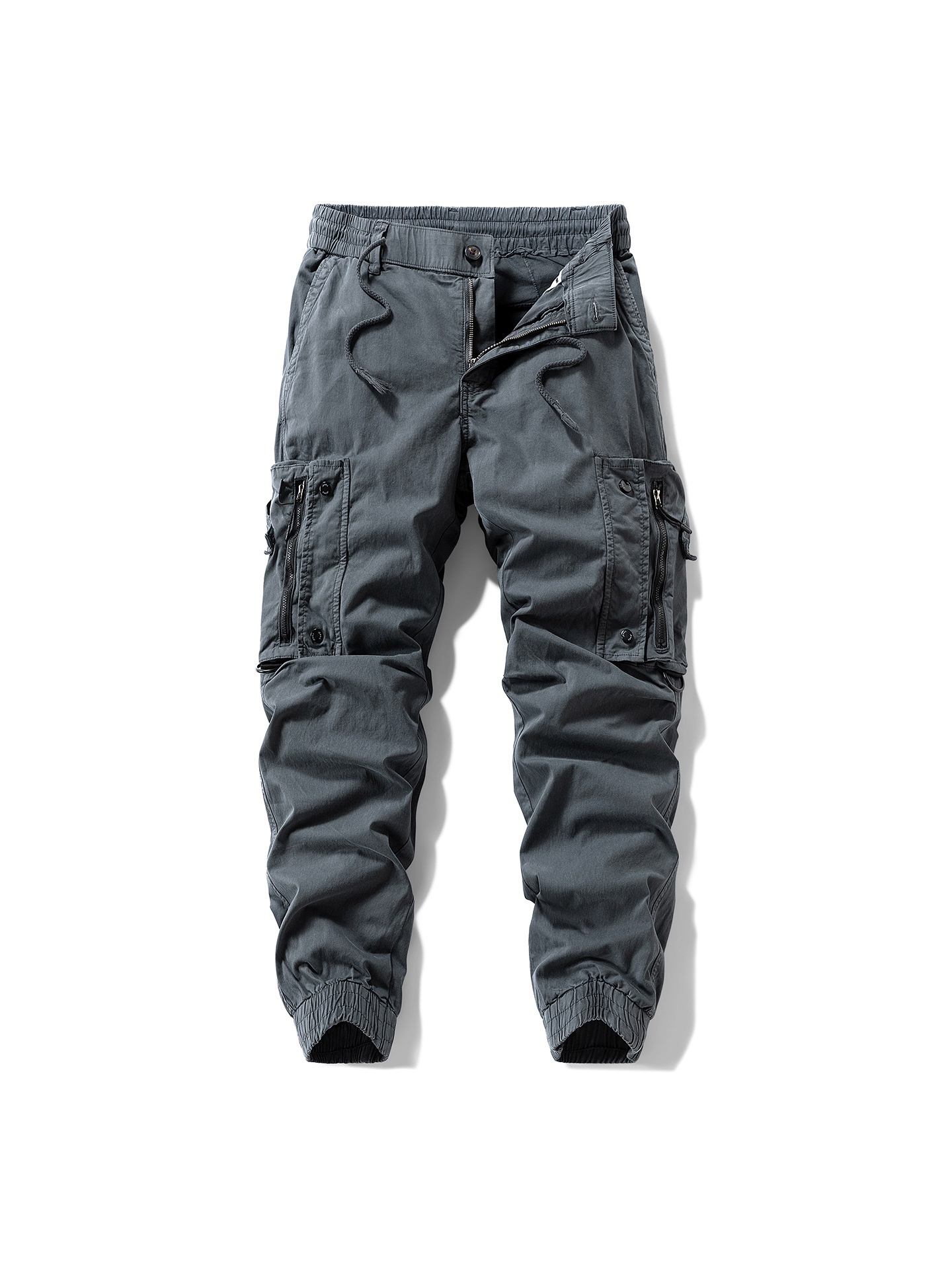 Retro Functional Multi-Pocket Men's Cargo Pants with Cuffed Ankle