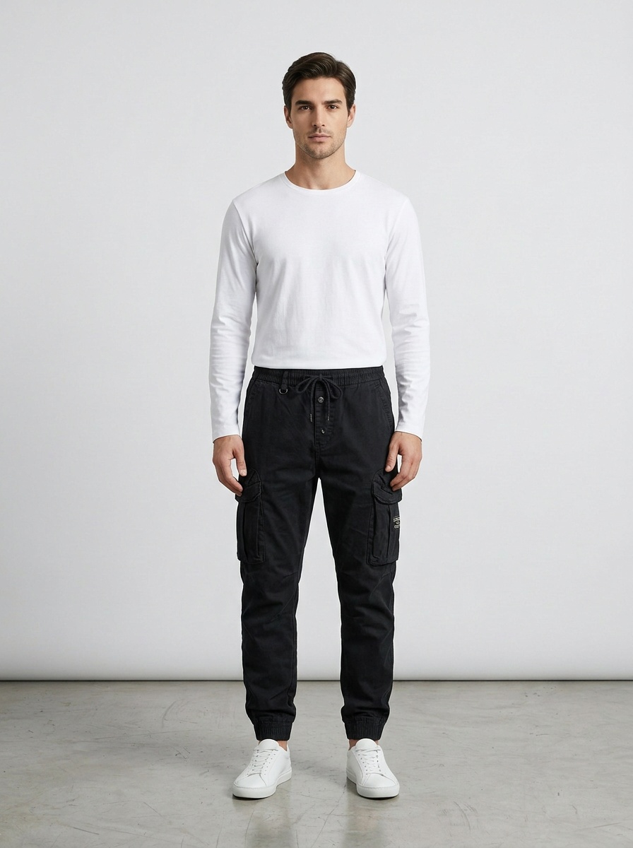 Tapered Retro Multi-Pocket Men's Cargo Pants for Casual Wear