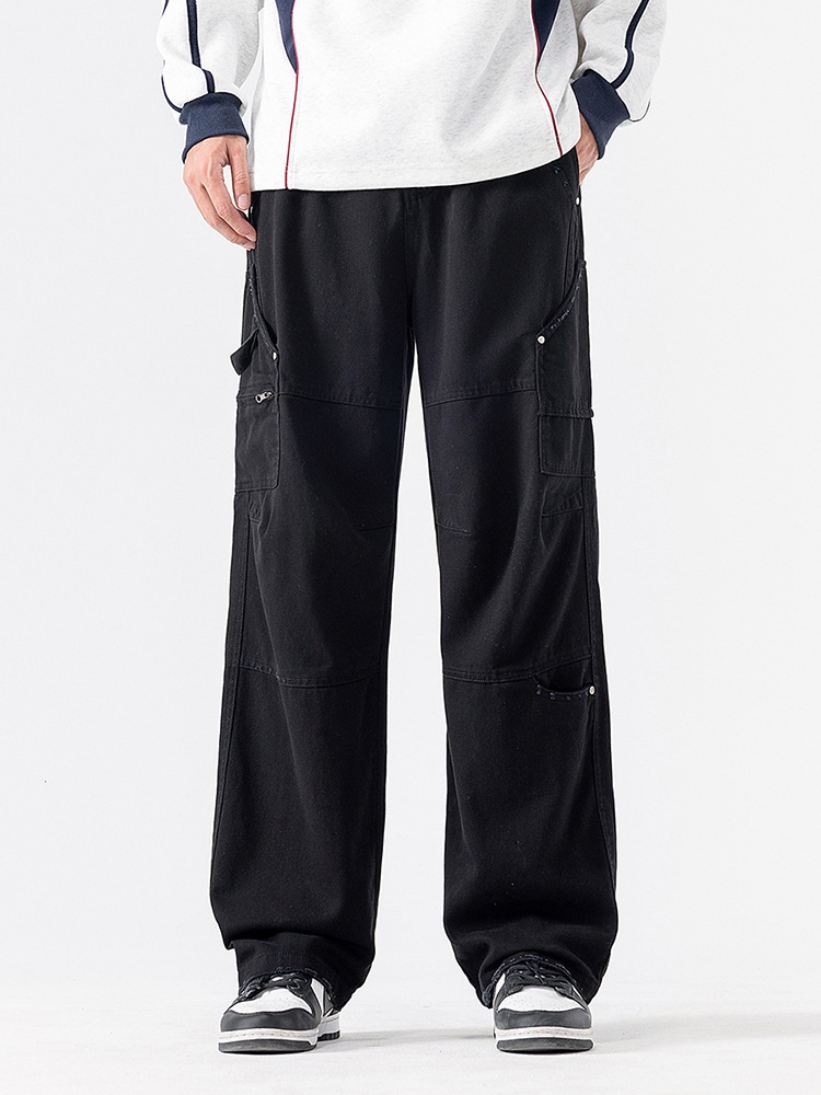 Wide-Leg Multi-Pocket Men's Cargo Pants for Outdoor Casual Wear
