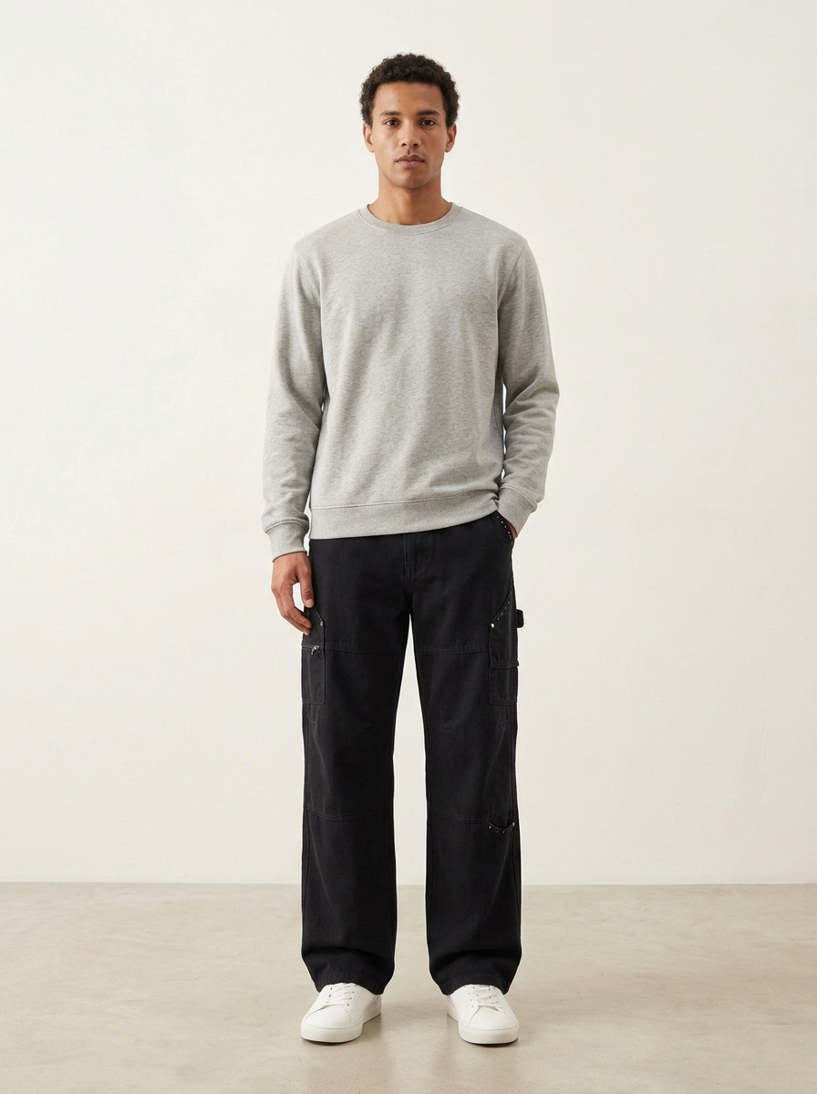 Wide-Leg Multi-Pocket Men's Cargo Pants for Outdoor Casual Wear