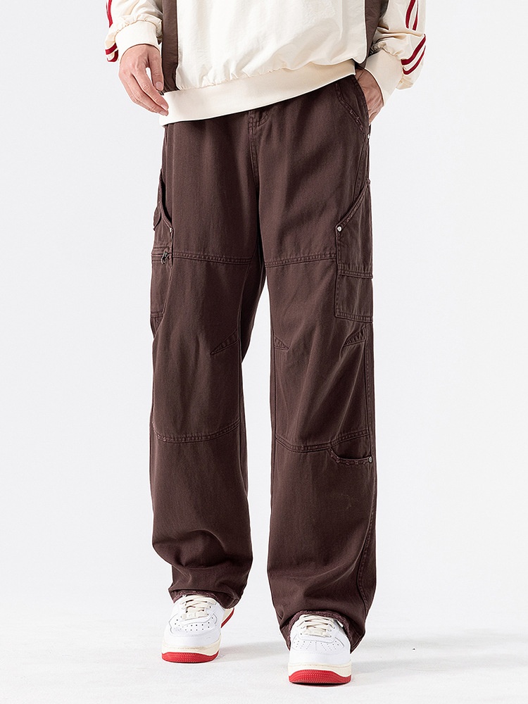 Wide-Leg Multi-Pocket Men's Cargo Pants for Outdoor Casual Wear