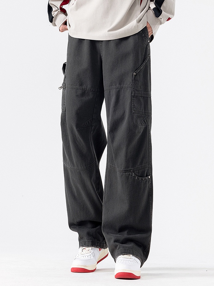 Wide-Leg Multi-Pocket Men's Cargo Pants for Outdoor Casual Wear