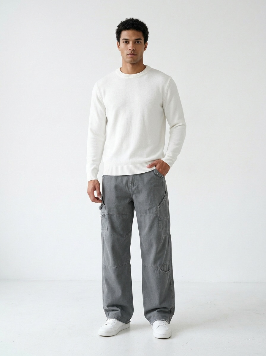 Wide-Leg Multi-Pocket Men's Cargo Pants for Outdoor Casual Wear