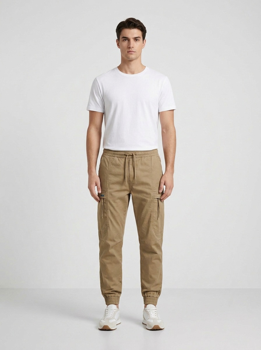 Functional Multi-Pocket Men's Tapered Cargo Pants for Casual Wear
