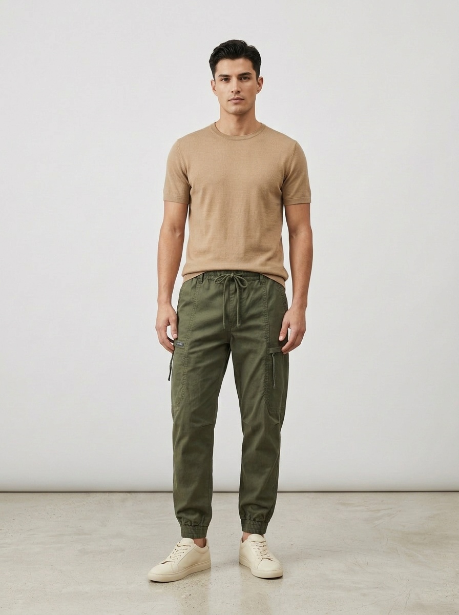 Functional Multi-Pocket Men's Tapered Cargo Pants for Casual Wear
