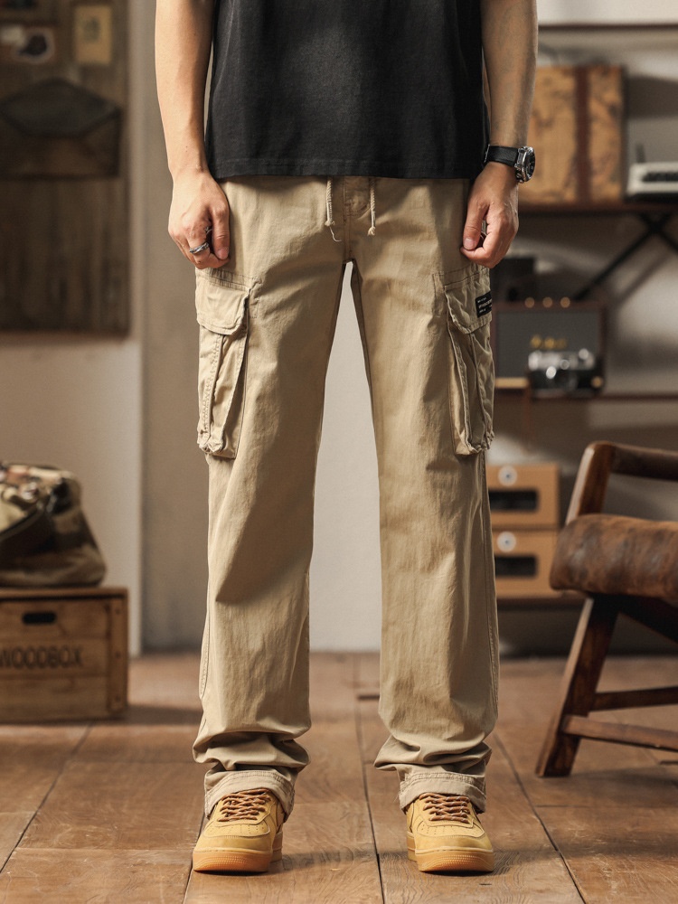 Straight Leg Relaxed Fit Multi-Pocket Men's Cargo Pants for Casual Wear