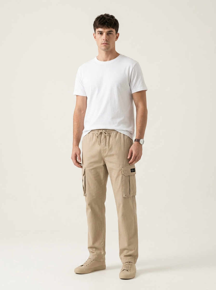Straight Leg Relaxed Fit Multi-Pocket Men's Cargo Pants for Casual Wear