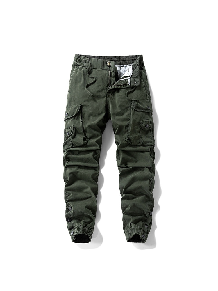 Relaxed Fit Pleated Functional Men's Cargo Pants for Outdoor Casual Wear
