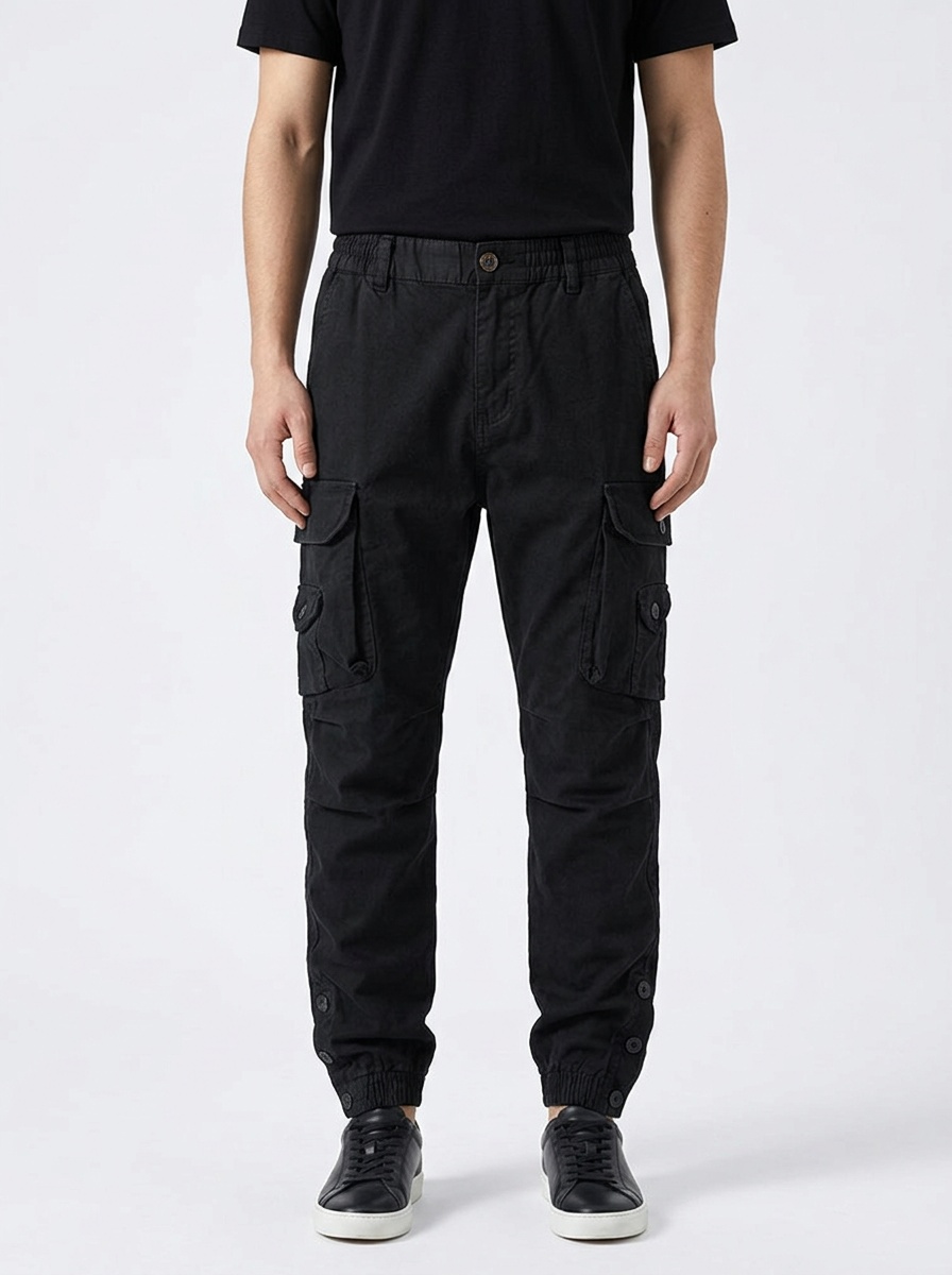 Relaxed Fit Pleated Functional Men's Cargo Pants for Outdoor Casual Wear