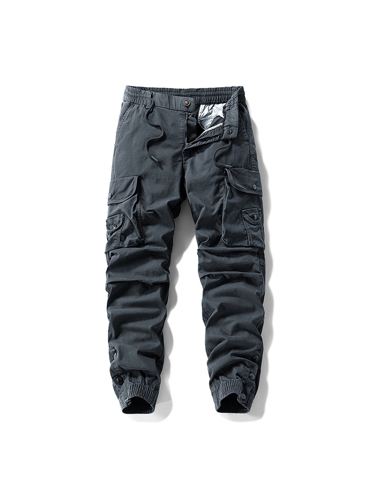 Relaxed Fit Pleated Functional Men's Cargo Pants for Outdoor Casual Wear