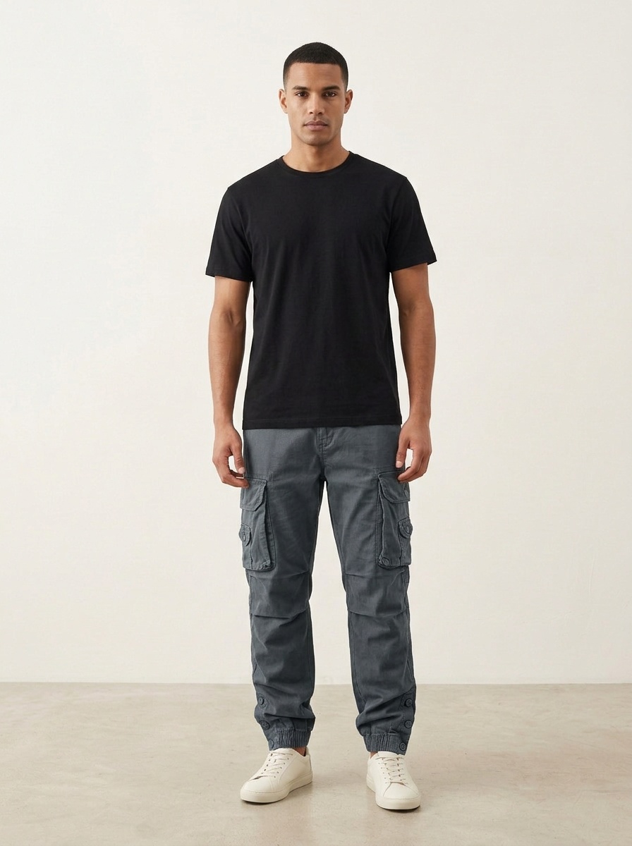 Relaxed Fit Pleated Functional Men's Cargo Pants for Outdoor Casual Wear