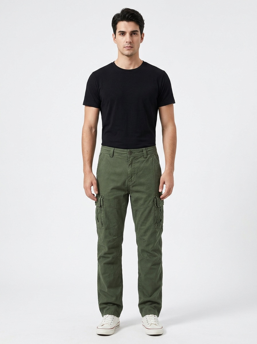 Loose Fit Straight Leg Multi-Pocket Men's Cargo Pants for Outdoor Casual Wear