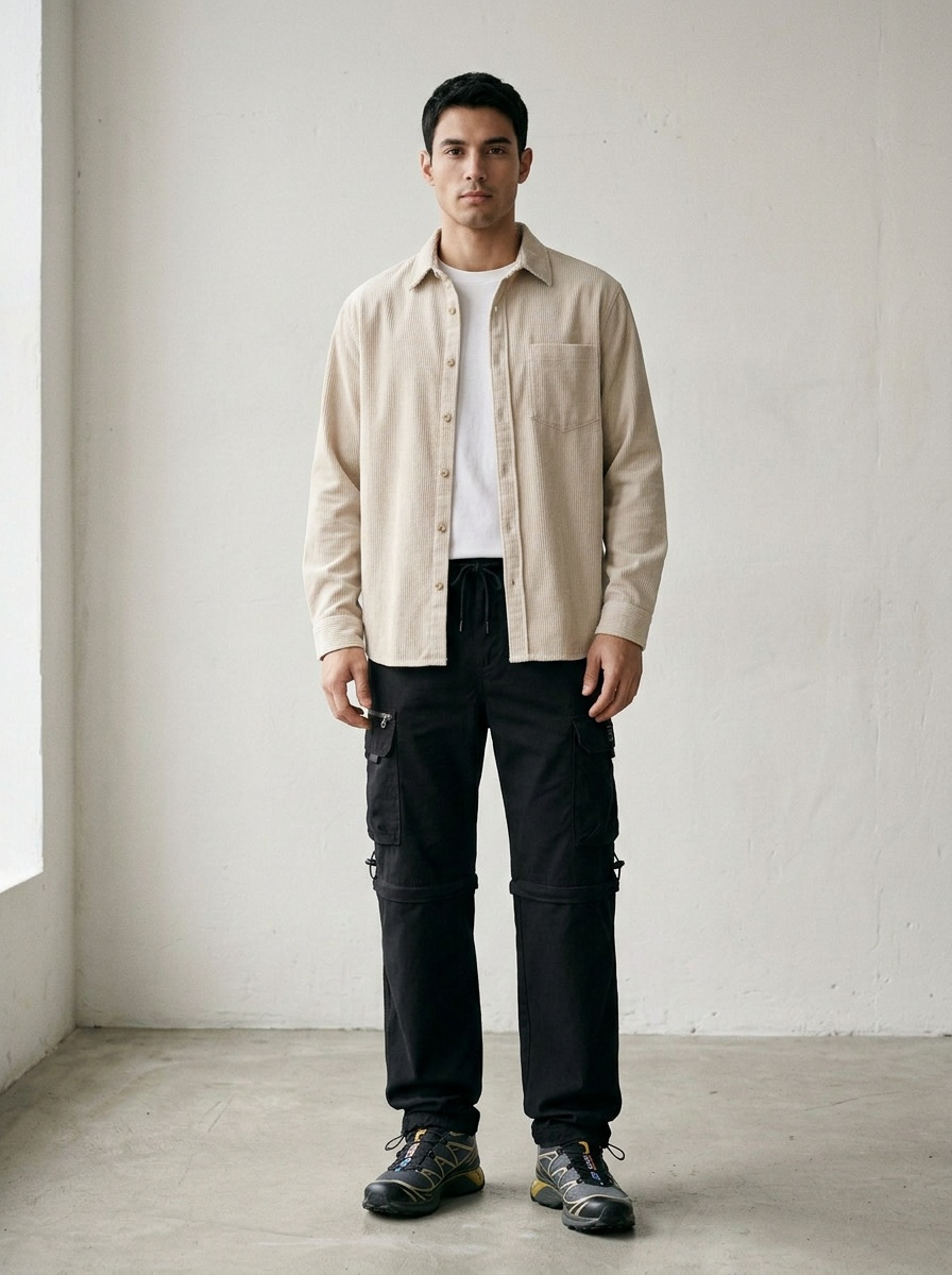 Relaxed Fit Straight Leg Men's Cargo Pants for Outdoor Casual Wear