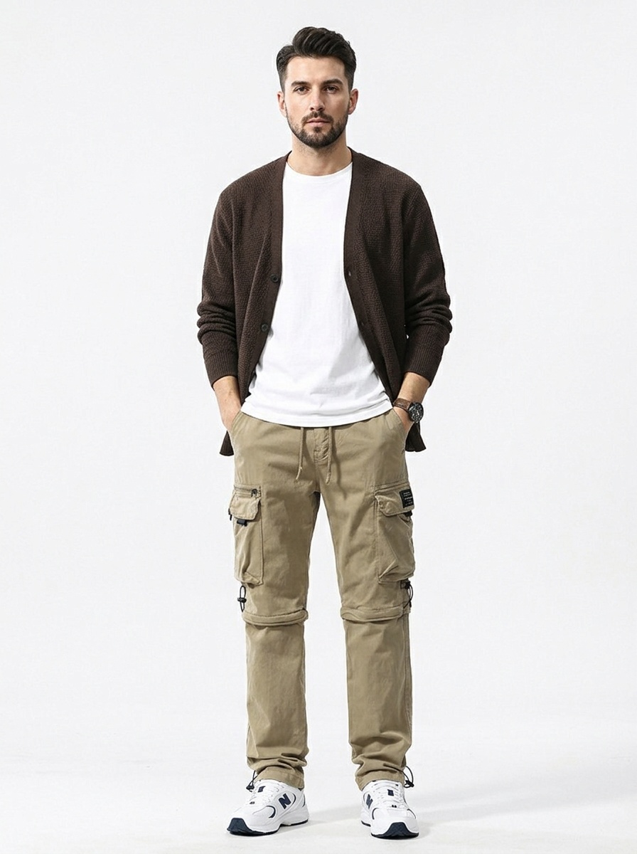 Relaxed Fit Straight Leg Men's Cargo Pants for Outdoor Casual Wear