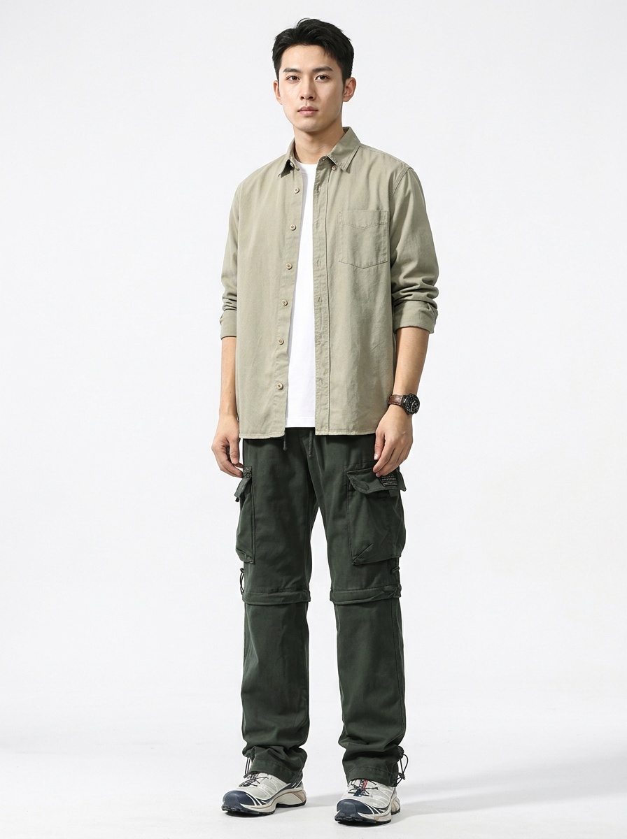 Relaxed Fit Straight Leg Men's Cargo Pants for Outdoor Casual Wear