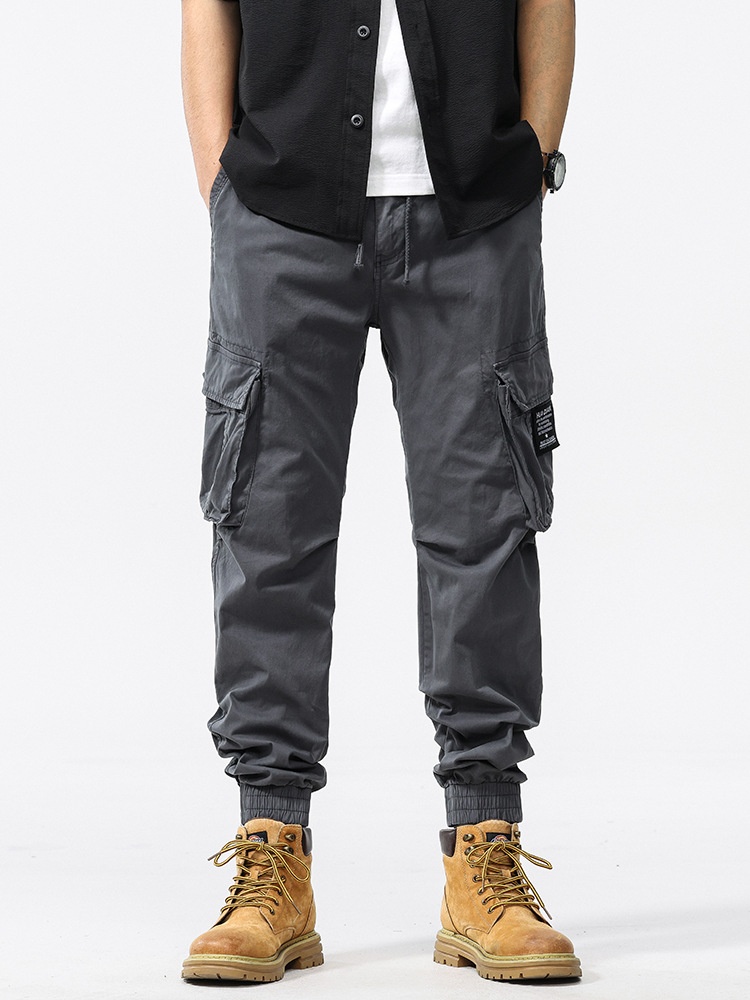 Vintage-Inspired Harem Fit Elastic Cuffed Men's Cargo Pants for Year-Round Casual Wear