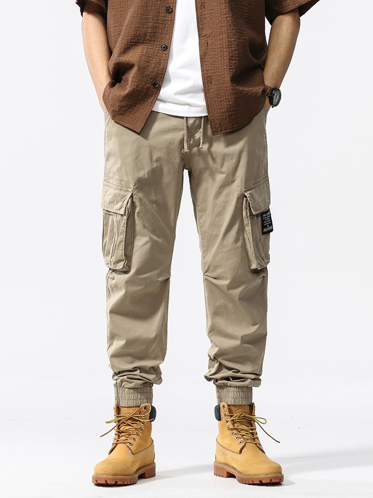 Vintage-Inspired Harem Fit Elastic Cuffed Men's Cargo Pants for Year-Round Casual Wear