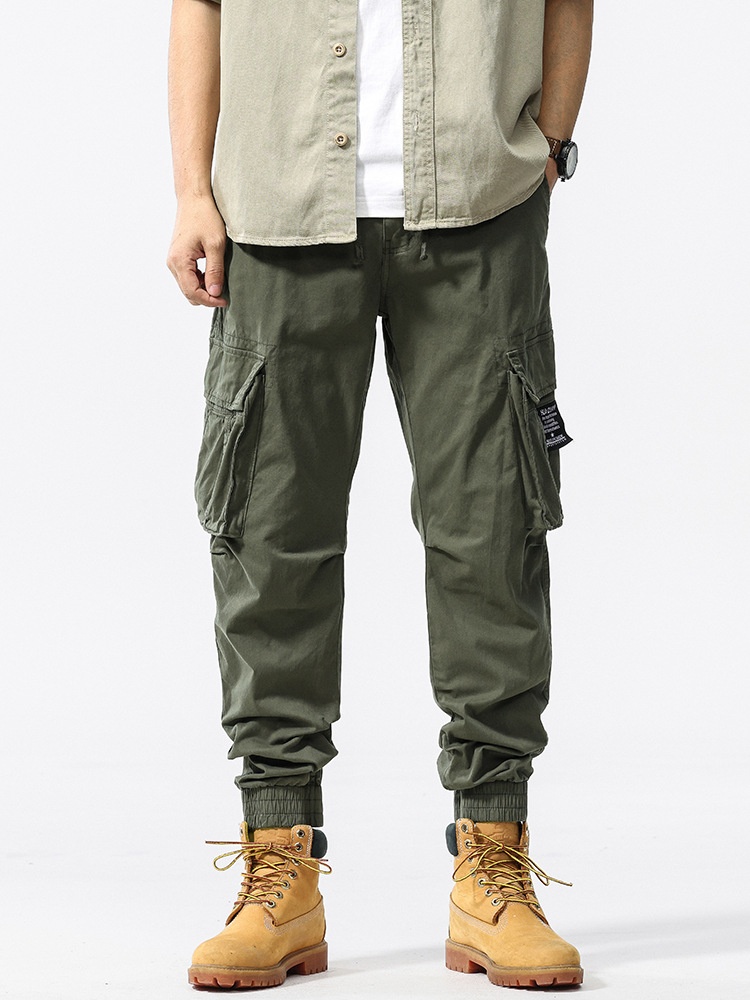 Vintage-Inspired Harem Fit Elastic Cuffed Men's Cargo Pants for Year-Round Casual Wear