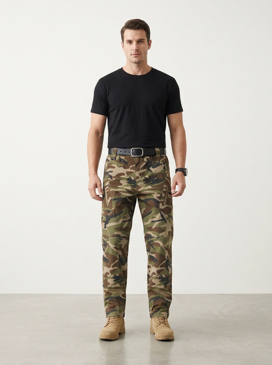 Relaxed Fit Camouflage Men's Cargo Pants for Summer and Autumn Outdoor Wear
