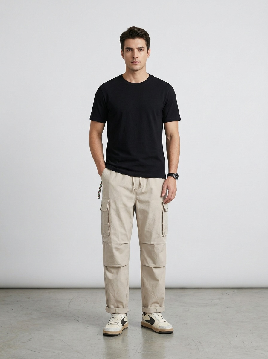 Functional Multi-Pocket Retro Style Men's Cargo Pants for Spring and Summer Casual Wear