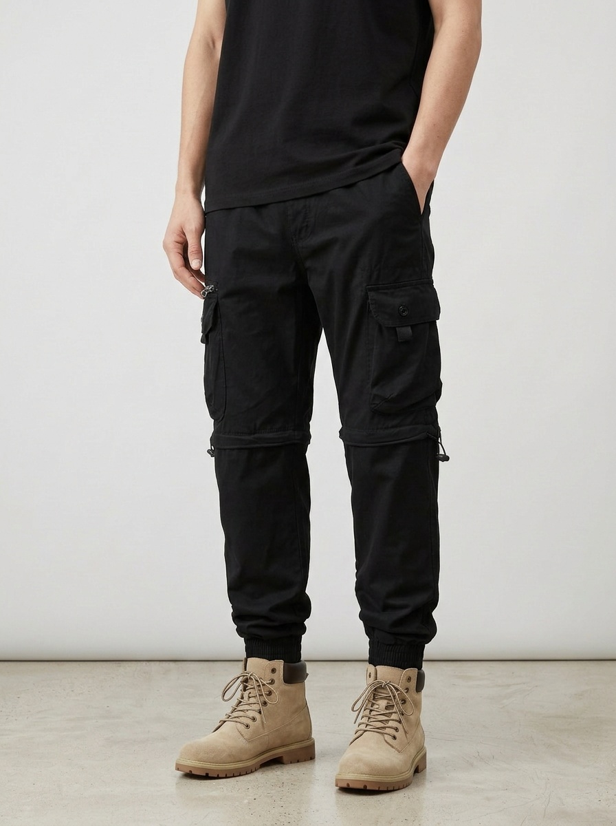Relaxed Fit Functional Tapered Men's Cargo Pants for Outdoor Casual Wear