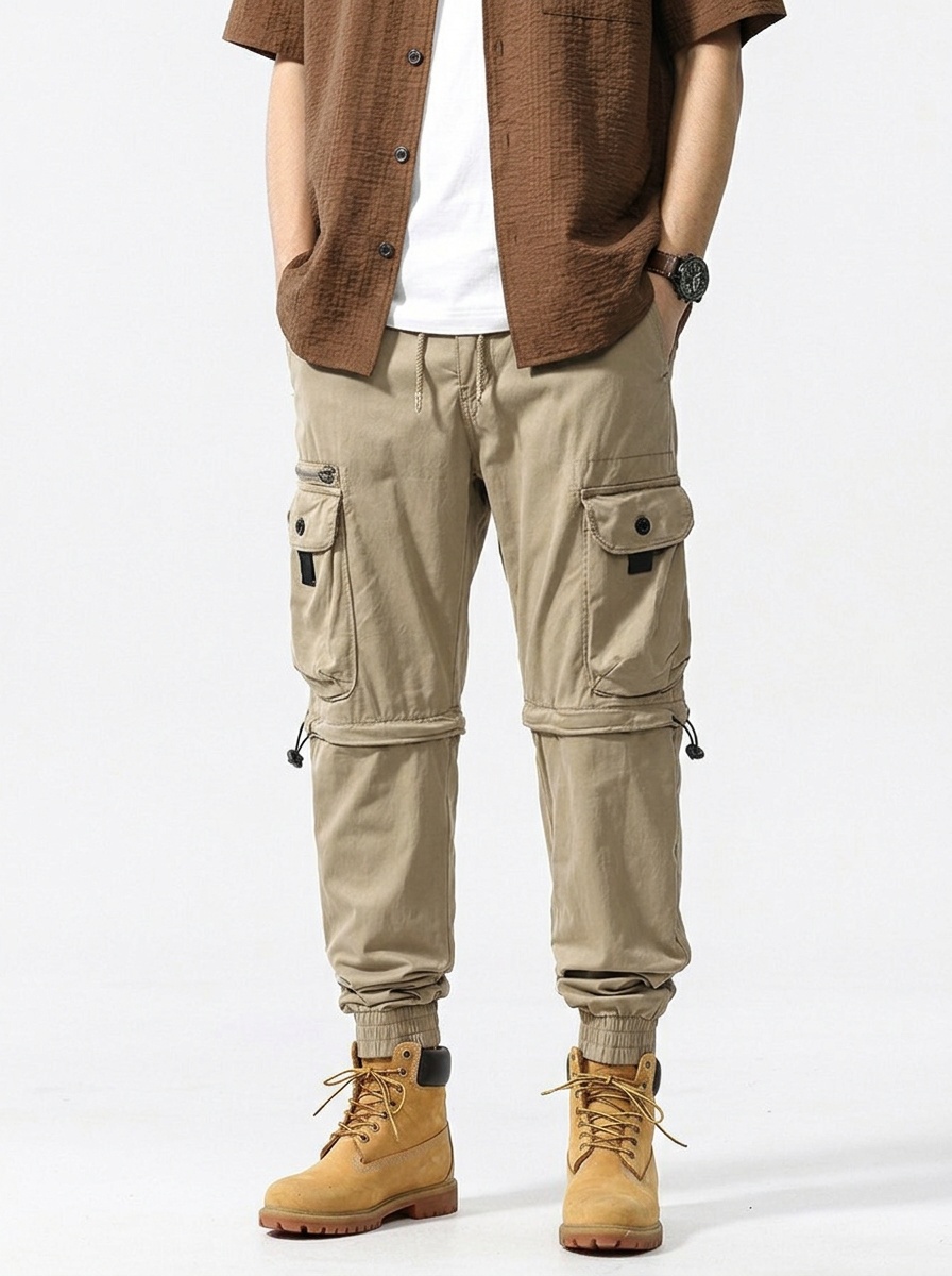 Relaxed Fit Functional Tapered Men's Cargo Pants for Outdoor Casual Wear