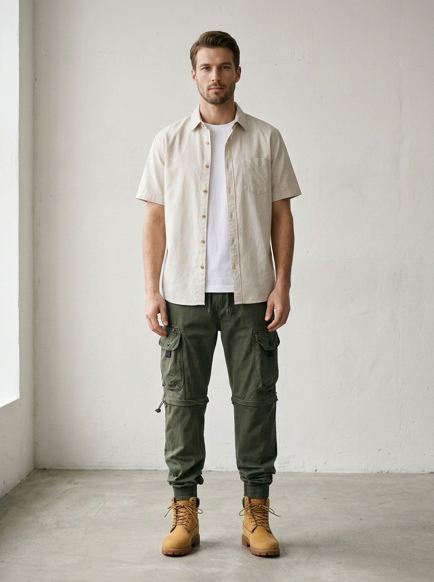 Relaxed Fit Functional Tapered Men's Cargo Pants for Outdoor Casual Wear