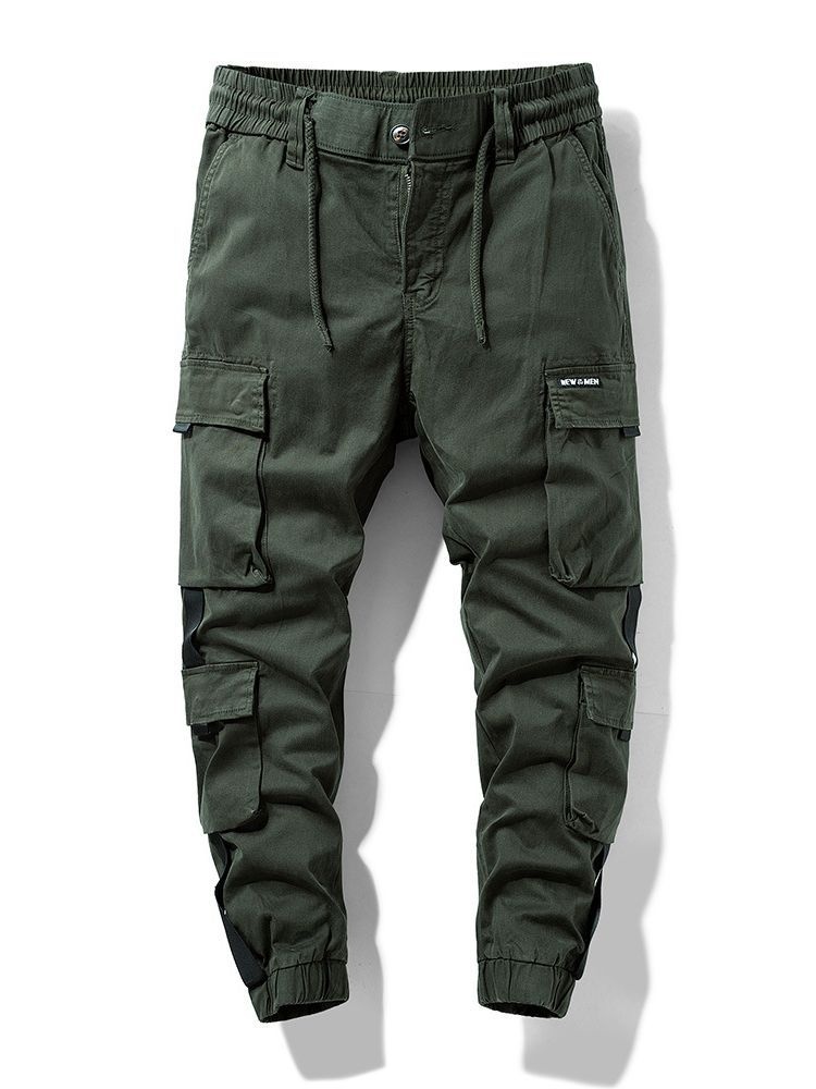 Retro High Street Tapered Men's Cargo Pants for Outdoor Athletic Wear