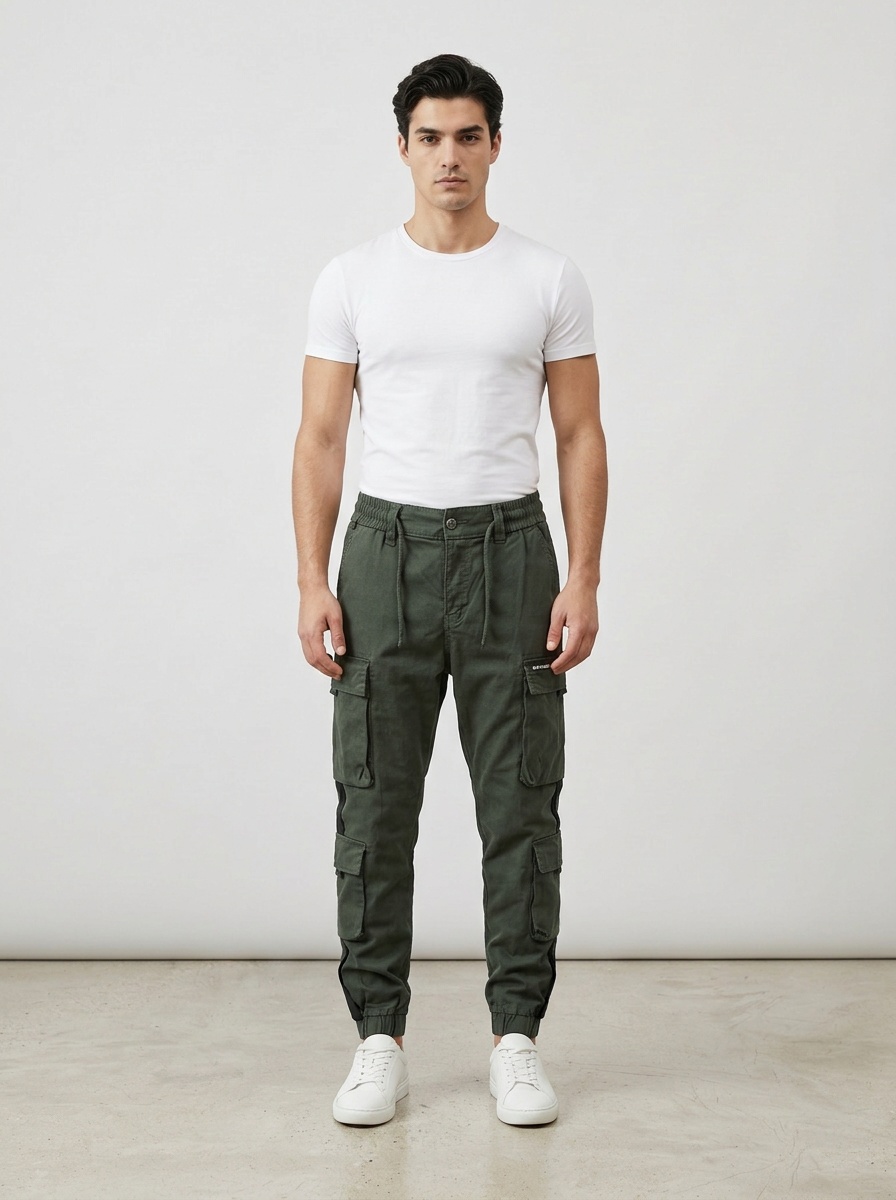 Retro High Street Tapered Men's Cargo Pants for Outdoor Athletic Wear