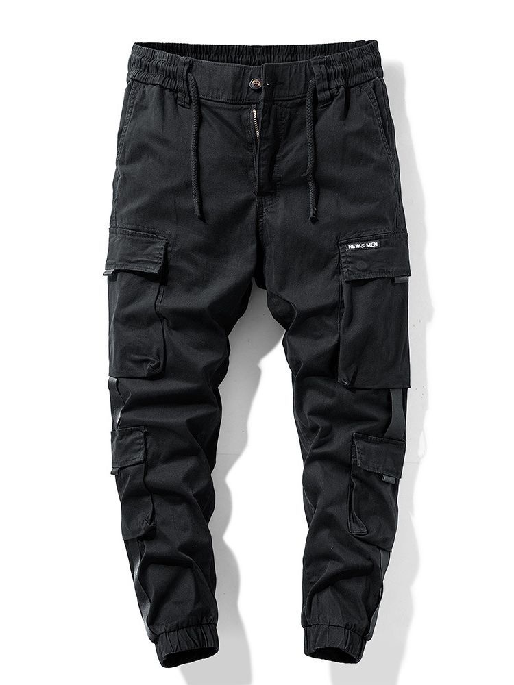 Retro High Street Tapered Men's Cargo Pants for Outdoor Athletic Wear