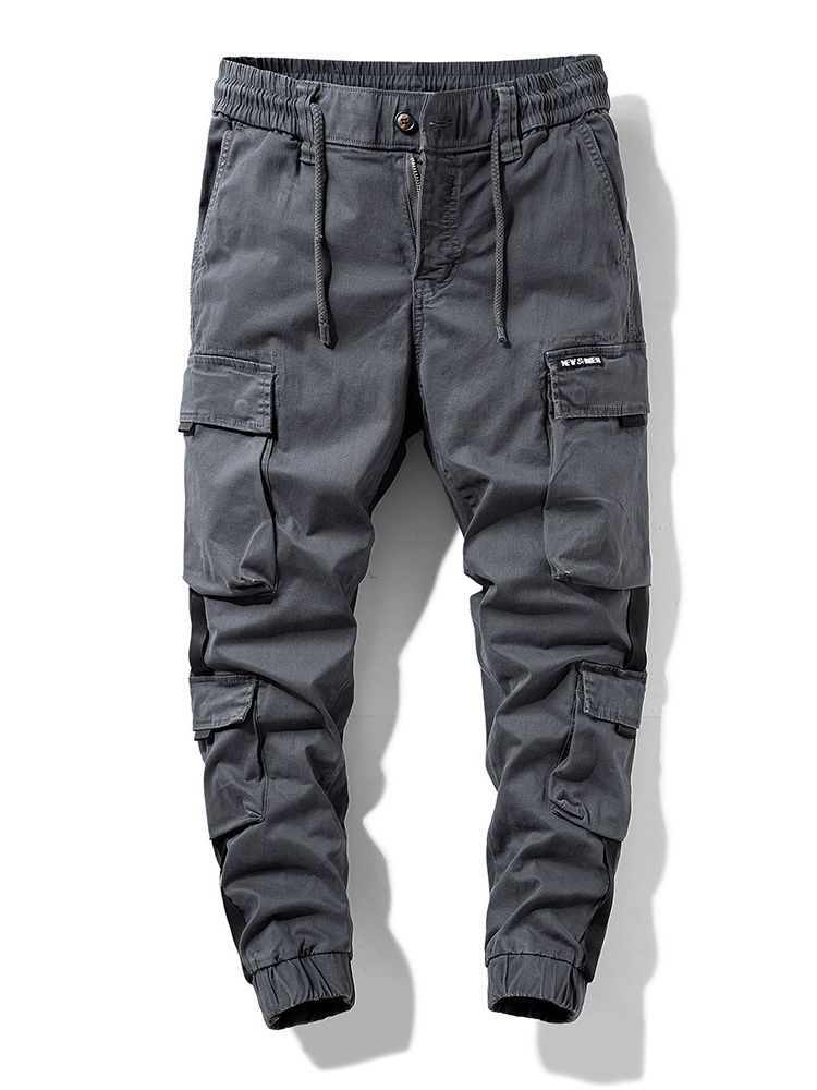 Retro High Street Tapered Men's Cargo Pants for Outdoor Athletic Wear