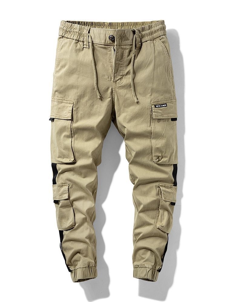 Retro High Street Tapered Men's Cargo Pants for Outdoor Athletic Wear