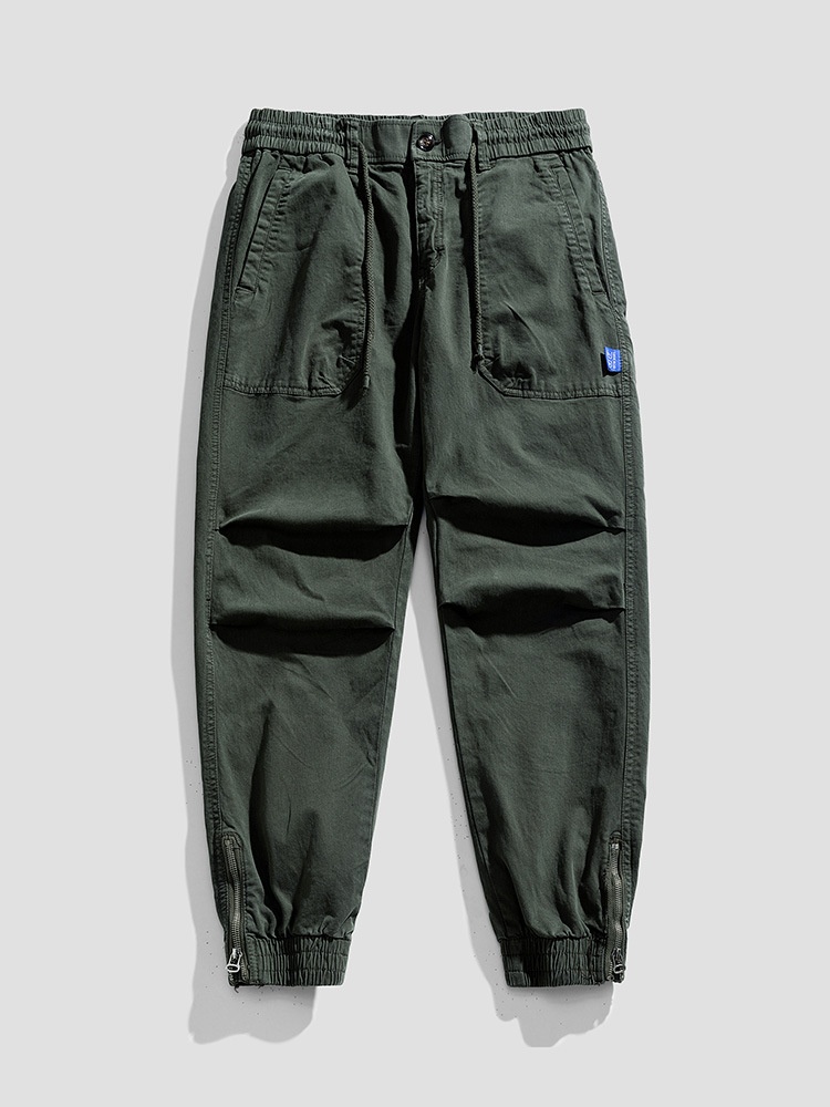 Minimalist Design Cuffed Men's Cargo Pants for Athletic Casual Wear
